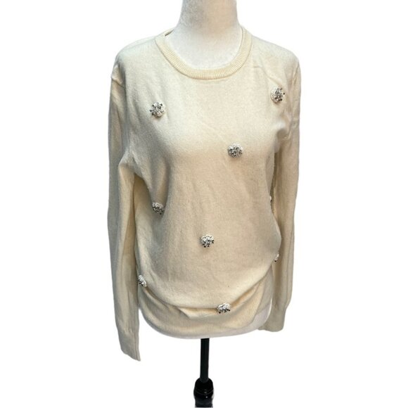 RAOUL Ivory Embellished Merino Wool Bend Sweater Size S - Picture 10 of 10
